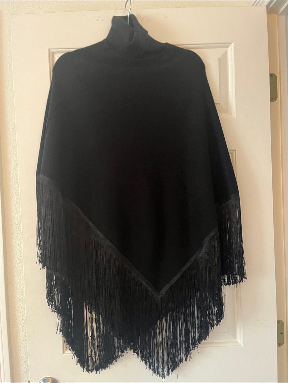 Free People NWOT Black Turtleneck Fringe Poncho